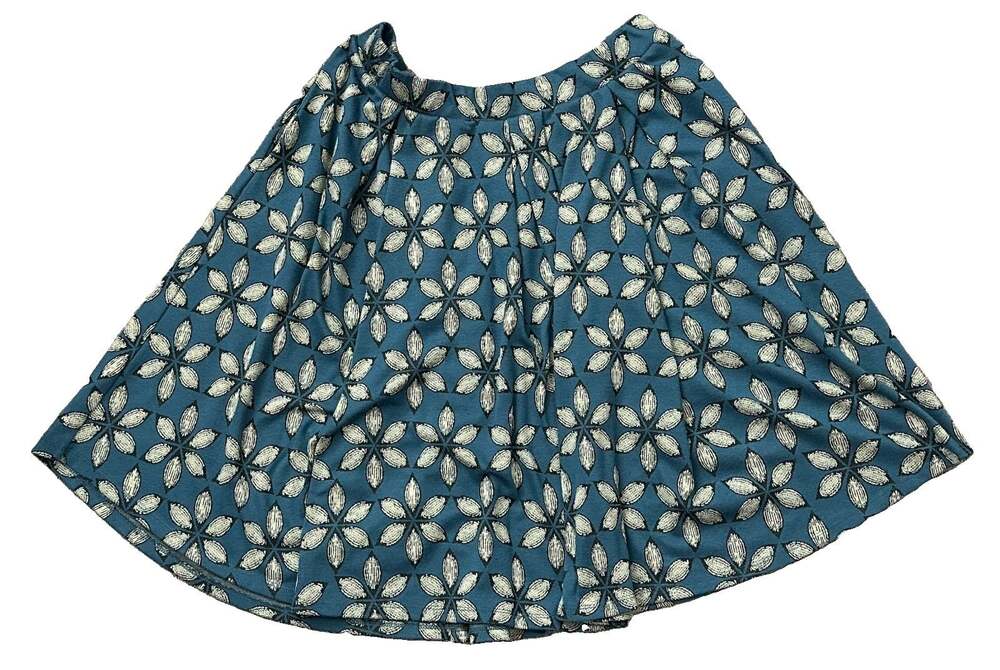 LuLaRoe Madison Skirt Womens Large Teal Floral Pleated Pockets Stretch A-Line